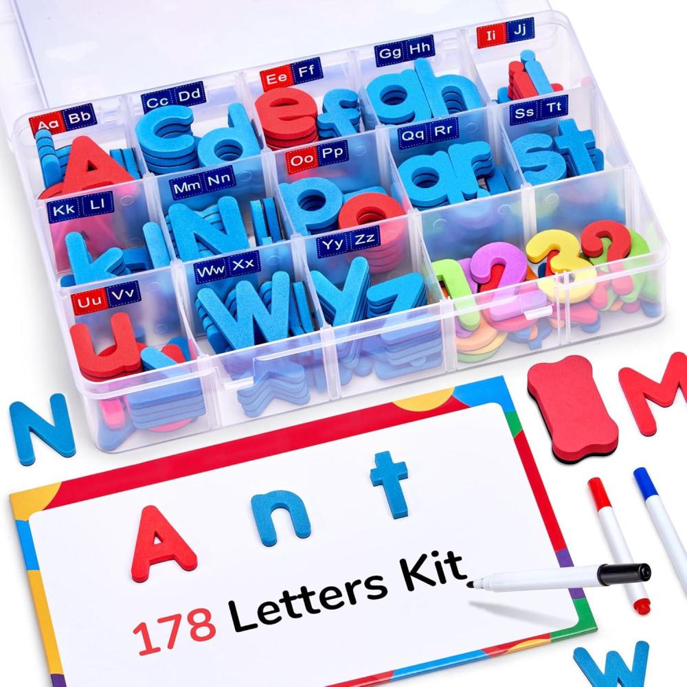 imageGamenote Classroom Magnetic Letters Kit 238 Pcs with DoubleSide Magnet Board Foam Alphabet Letters for Kids Spelling and Learning178PCS