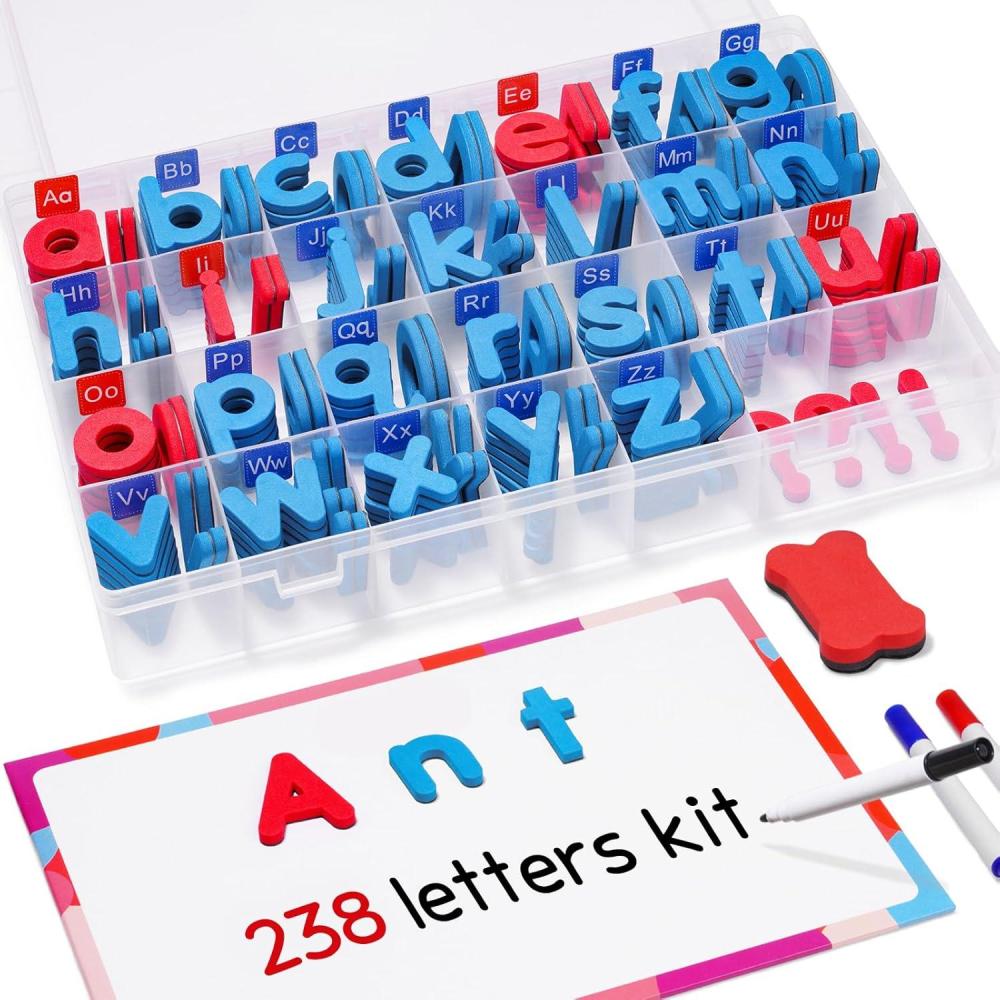 imageGamenote Classroom Magnetic Letters Kit 238 Pcs with DoubleSide Magnet Board Foam Alphabet Letters for Kids Spelling and Learning238PCS