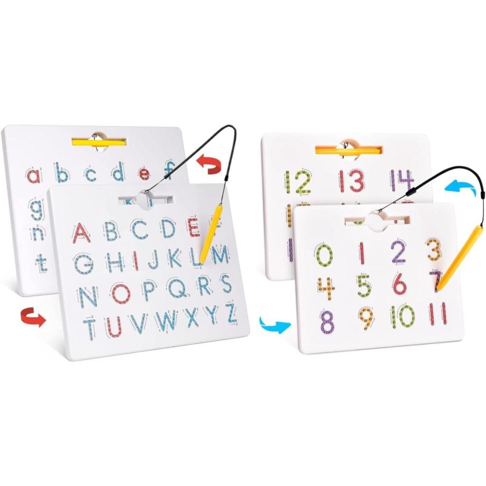imageGamenote Double Sided Magnetic Letter Board 2 in 1 Alphabet Magnets Tracing Board for Toddlers ABC Letters Uppercase amp Lowercase Practicing Learning Education Toys Magnetic Number Tracing Board 2