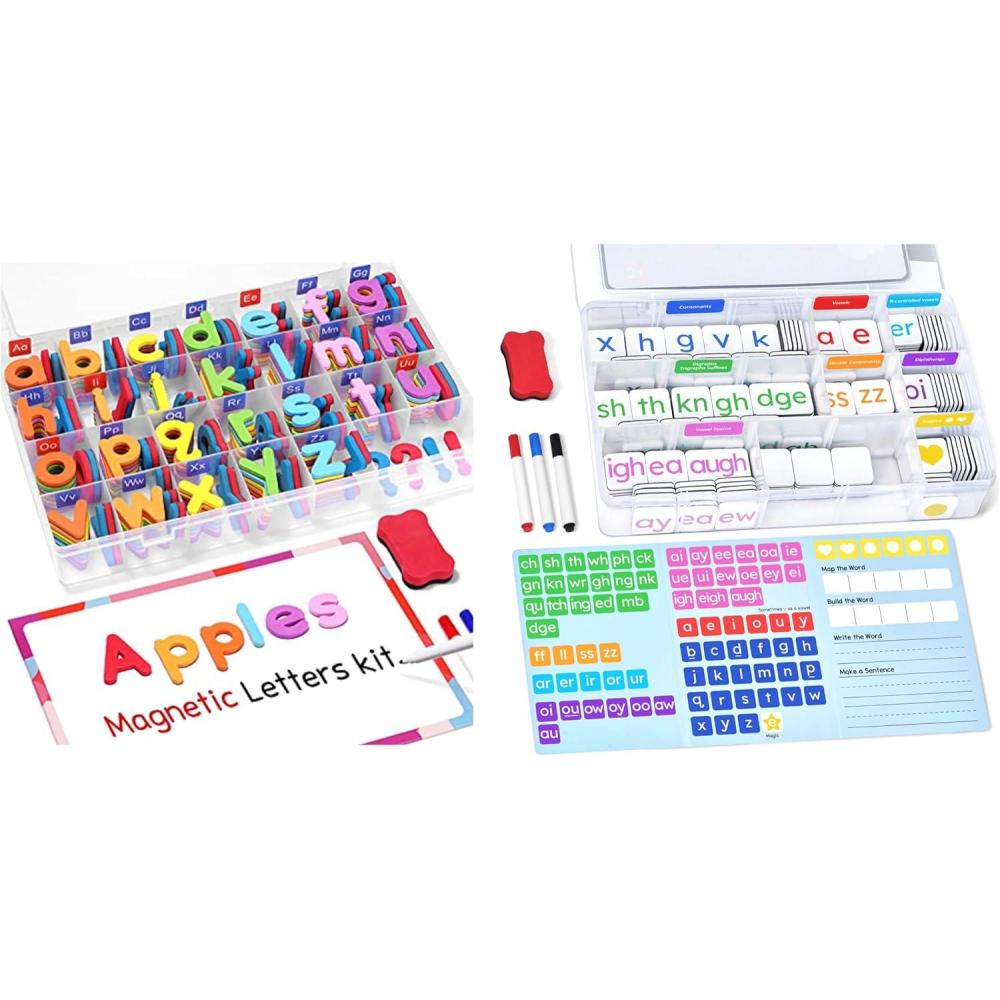 imageMagnetic Alphabet LettersPhonics Word Magnetic Letter TilesJoyCat 265 Alphabet Tiles Magnetic Letters Kit with WordBuilding Folder and Storage Case Kindergarten Phonics Awareness Science of Read