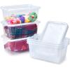 GAMENOTE Colored Plastic Storage Bins with Lids,Kids Hard Pencil Case with Snap-tight Lid,Storage Box for Classroom