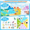 GAMENOTE Double Sided Magnetic Letter Board – 2 in 1 Alphabet Magnets Tracing Board + JoyCat Reusable Sticker Book – Jelly Stickers for Toddlers, Kids Sticker Activity Book