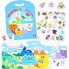GAMENOTE Double Sided Magnetic Letter Board – 2 in 1 Alphabet Magnets Tracing Board + JoyCat Reusable Sticker Book – Jelly Stickers for Toddlers, Kids Sticker Activity Book