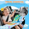 GAMENOTE Double Sided Magnetic Letter Board – 2 in 1 Alphabet Magnets Tracing Board + JoyCat Reusable Sticker Book – Jelly Stickers for Toddlers, Kids Sticker Activity Book