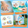 GAMENOTE Double Sided Magnetic Letter Board – 2 in 1 Alphabet Magnets Tracing Board + JoyCat Reusable Sticker Book – Jelly Stickers for Toddlers, Kids Sticker Activity Book