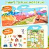 GAMENOTE Magnetic Number Tracing Board, 2 in 1 Double Sided Numbers 1-20 Writing Board for Toddlers & Kids + JoyCat Reusable Sticker Book – Jelly Animal Stickers for Toddlers