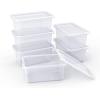 GAMENOTE Plastic Storage Bins with Lids – Multicolor & Clear – 5 Qt 6 Pack Small Cubby Bins Stackable Containers for Classroom Book Bin Toy Organizers – Organization and Storage Box