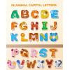 Gamenote Magnetic Number Tracing Board+JoyCat Magnetic Letters, Alphabet ABC Fridge Magnets for Toddlers & Kids,26 Uppercase Refrigerator Magnets