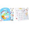 GAMENOTE Double Sided Magnetic Letter Board – 2 in 1 Alphabet Magnets Tracing Board + JoyCat Reusable Sticker Book – Jelly Stickers for Toddlers, Kids Sticker Activity Book