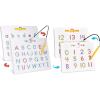 Gamenote Double Sided Magnetic Letter Board – 2 in 1 Alphabet Magnets Tracing Board for Toddlers ABC Letters Uppercase & Lowercase Practicing Learning Education Toys + Magnetic Number Tracing Board, 2