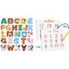 Gamenote Magnetic Number Tracing Board+JoyCat Magnetic Letters, Alphabet ABC Fridge Magnets for Toddlers & Kids,26 Uppercase Refrigerator Magnets