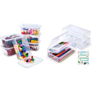 GAMENOTE Clear Plastic Storage Bins with Lids,Kids Hard Pencil Case with Snap-tight Lid,Storage Box for Classroom
