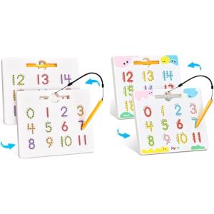 GAMENOTE Magnetic Number Tracing Board + JoyCat Double-Sided Magnetic Number Tracing Board – 2-in-1 Numbers 1-20 Writing Toys for Toddlers & Kids, Preschool Math Manipulatives, Kindergarten Educationa