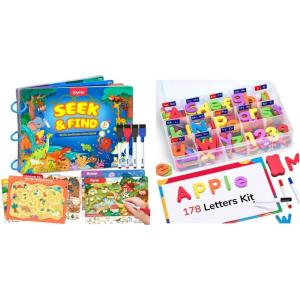 Gamenote Classroom Magnetic Alphabet Letters Kit 178Pcs + JoyCat Seek & Find Game Books
