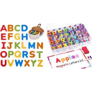 Gamenote Classroom Magnetic Alphabet Letters Kit 238 Pcs with Double – Side Magnet Board + JoyCat Silicone Alphabet Magnetic Letters, 26 Uppercase ABC Fridge Magnets