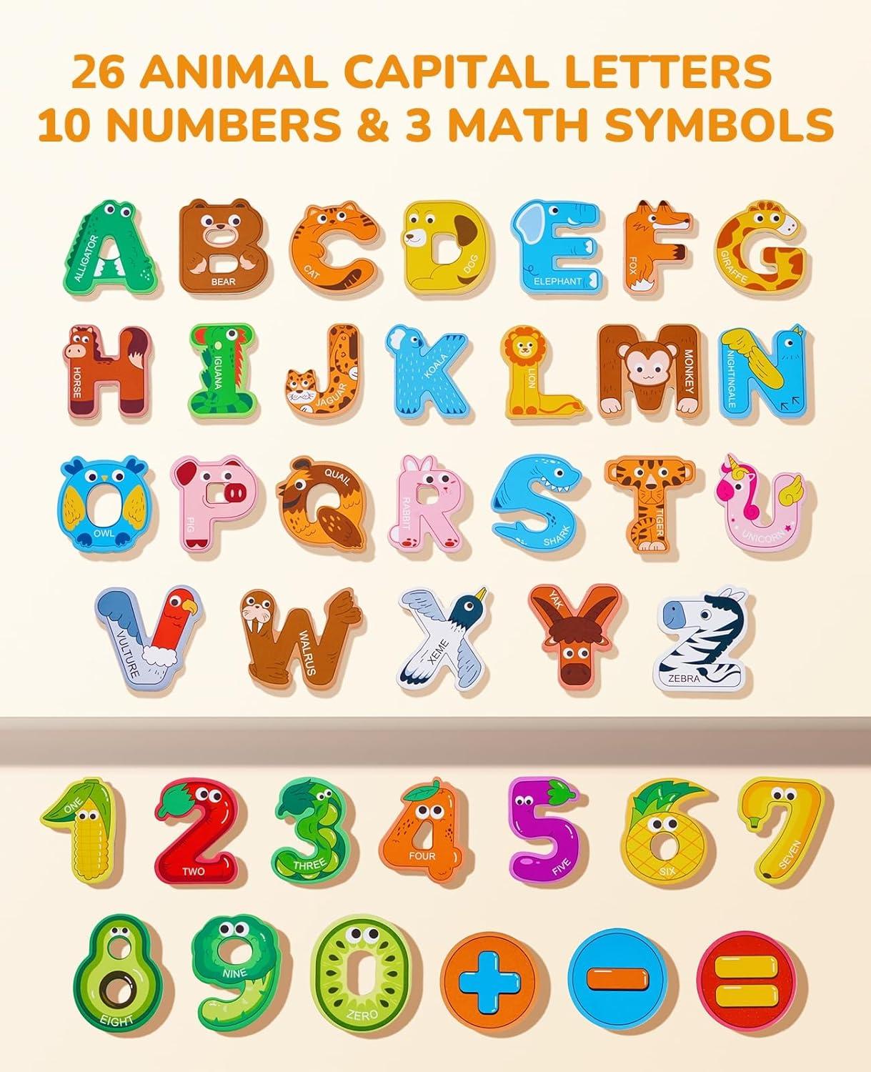 imageGamenote Double Sided Magnetic Letter Board Classroom Magnetic Alphabet Letters Kit Magnetic Number Tracing Board JoyCat Wooden Thick Alphabet Magnets for Toddlers