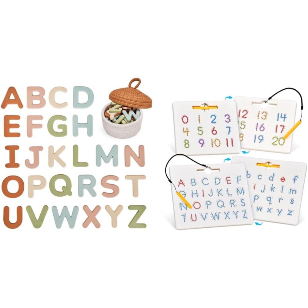 imageGAMENOTE Double Sided Magnetic Letter amp Number Board Set JoyCat Silicone Alphabet Magnetic Letters 26 Uppercase ABC Fridge Magnets for Toddlers amp Kids