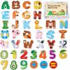 Gamenote Double Sided Magnetic Letter Board + Classroom Magnetic Alphabet Letters Kit + Magnetic Number Tracing Board + JoyCat Wooden Thick Alphabet Magnets for Toddlers