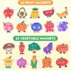 JoyCat Wooden Fridge Magnets for Toddlers & Kids – 20 Cute Fruits & Vegetables Food Cartoon Magnets & Magnetic Alphabet Letters Kit 238 Pcs with Double – Side Magnet Board