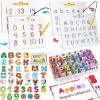 Gamenote Double Sided Magnetic Letter Board + Classroom Magnetic Alphabet Letters Kit + Magnetic Number Tracing Board + JoyCat Wooden Thick Alphabet Magnets for Toddlers