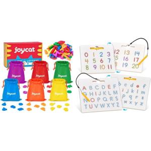 GAMENOTE Double Sided Magnetic Letter & Number Board Set + JoyCat Magnetic Letters, 312 Pieces Lowercase Alphabet Fridge Magnets