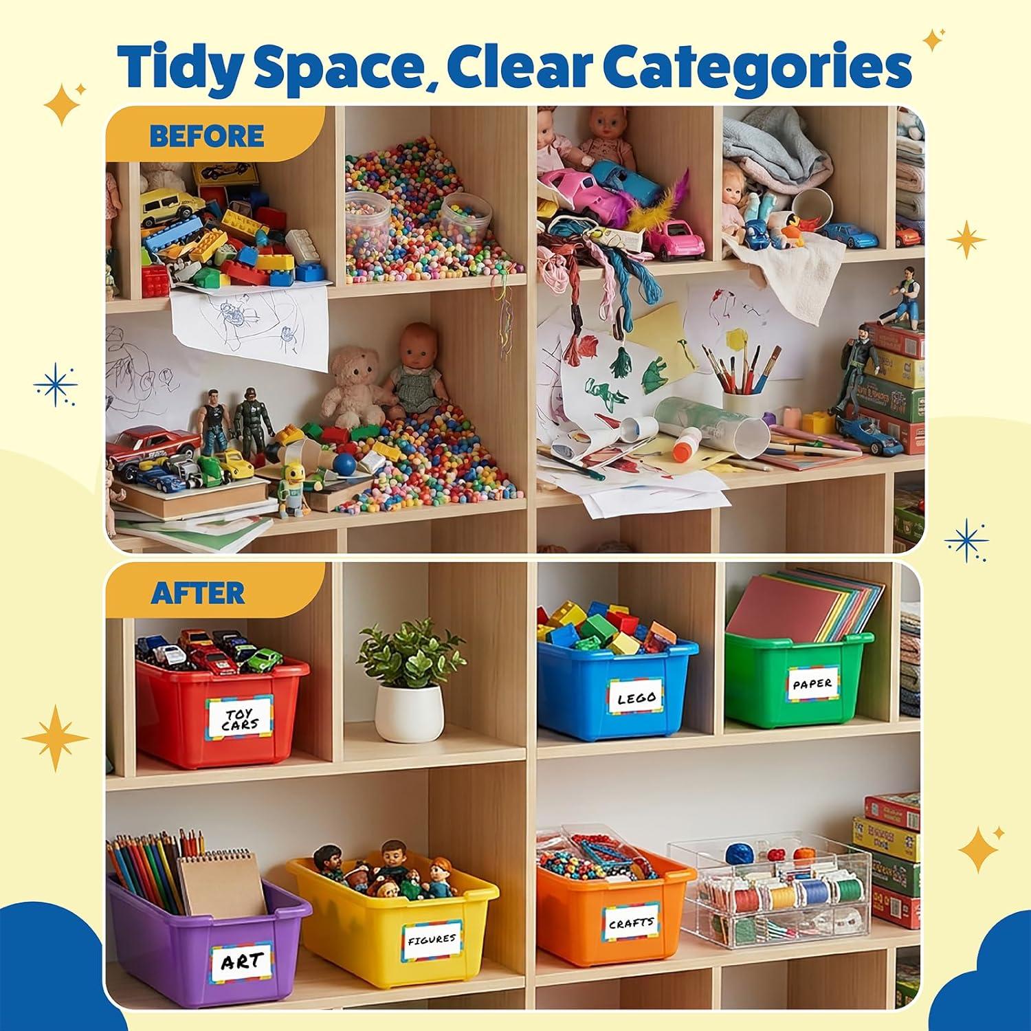 imageGAMENOTE 6 Quart OpenTop Storage Bins 6 Pack Rainbow Plastic Stackable Bins for Classroom amp Kids Toy Organization with Labeling Stickers Opaque Shoe Box Size Containers for Crafts amp Building 66