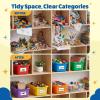 GAMENOTE 6 Quart Open-Top Storage Bins – 6 Pack Rainbow Plastic Stackable Bins for Classroom & Kids Toy Organization with Labeling Stickers, Opaque Shoe Box Size Containers for Crafts & Building (6)(12)