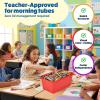 GAMENOTE 6 Quart Open-Top Storage Bins – 6 Pack Rainbow Plastic Stackable Bins for Classroom & Kids Toy Organization with Labeling Stickers, Opaque Shoe Box Size Containers for Crafts & Building (6)(6)