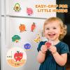 GAMENOTE Double Sided Magnetic Letter Board & Fruits Vegetables Food Cartoon Magnets for Kids