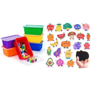 GAMENOTE 6 Quart Storage Bins with Lids & Fruits & Vegetables Food Cartoon Magnets