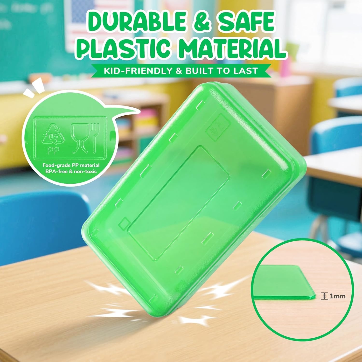 imageGAMENOTE Plastic Pencil Box with Personalized StickerKid Hard Pencil Case with Snaptight LidSmall Art Craft Storage ContainersSchool Supplies Box for BoysGirls BlueGreen