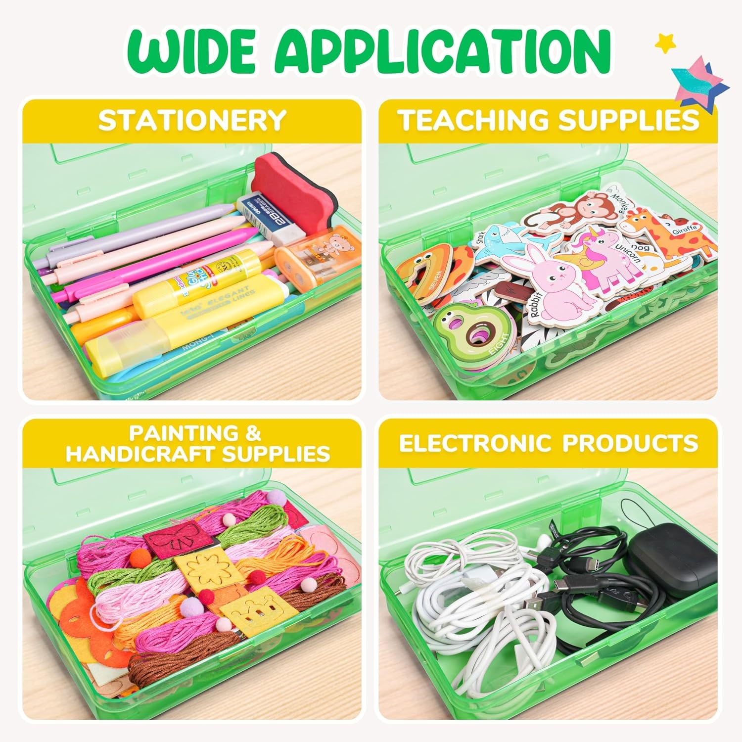 imageGAMENOTE Plastic Pencil Box with Personalized StickerKid Hard Pencil Case with Snaptight LidSmall Art Craft Storage ContainersSchool Supplies Box for BoysGirls BlueGreen