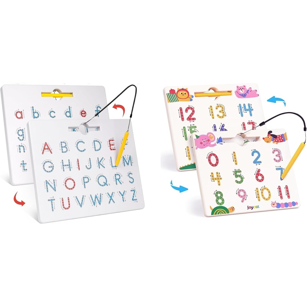 imageGAMENOTE Double Sided Magnetic Letter Board JoyCat DoubleSided Magnetic Animal Number Tracing Board 2in1 Numbers 120 Writing Toys for Toddlers amp Kids