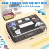 GAMENOTE Plastic Pencil Box with Personalized Sticker,Kid Hard Pencil Case with Snap-tight Lid,Small Art Craft Storage Containers,School Supplies Box for Boys,Girls (Blue)(Grey)