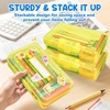 GAMENOTE Plastic Pencil Box with Personalized Sticker,Kid Hard Pencil Case with Snap-tight Lid,Small Art Craft Storage Containers,School Supplies Box for Boys,Girls (Blue)(Yellow)