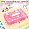 GAMENOTE Plastic Pencil Box with Personalized Sticker,Kid Hard Pencil Case with Snap-tight Lid,Small Art Craft Storage Containers,School Supplies Box for Boys,Girls (Blue)(Glitter Pink)