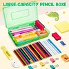 GAMENOTE Plastic Pencil Box with Personalized Sticker,Kid Hard Pencil Case with Snap-tight Lid,Small Art Craft Storage Containers,School Supplies Box for Boys,Girls (Blue)(Green)