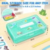 GAMENOTE Plastic Pencil Box with Personalized Sticker,Kid Hard Pencil Case with Snap-tight Lid,Small Art Craft Storage Containers,School Supplies Box for Boys,Girls (Blue)(Turquoise)