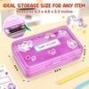 GAMENOTE Plastic Pencil Box with Personalized Sticker,Kid Hard Pencil Case with Snap-tight Lid,Small Art Craft Storage Containers,School Supplies Box for Boys,Girls (Blue)(Purple)