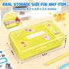 GAMENOTE Plastic Pencil Box with Personalized Sticker,Kid Hard Pencil Case with Snap-tight Lid,Small Art Craft Storage Containers,School Supplies Box for Boys,Girls (Blue)(Yellow)