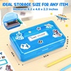 GAMENOTE Plastic Pencil Box with Personalized Sticker,Kid Hard Pencil Case with Snap-tight Lid,Small Art Craft Storage Containers,School Supplies Box for Boys,Girls (Blue)(Blue)