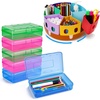 GAMENOTE Assorted Colors Plastic Pencil Case Box 6pcs Rotating Art Supply Organizer Office School Supplies for Kids Desk Organizers