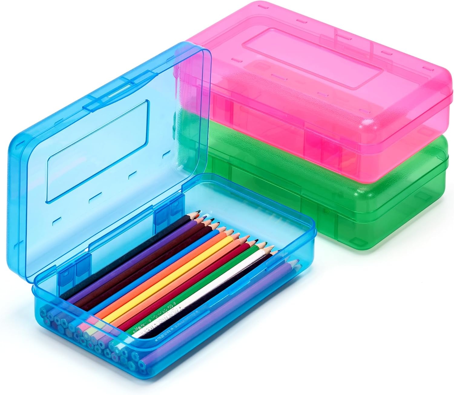 image:imageGAMENOTE Colored Plastic Storage Bins with LidsKids Large Hard Pencil Case with Snaptight LidStorage Box for Classroom
