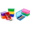 GAMENOTE Colored Plastic Storage Bins with Lids,Kids Large Hard Pencil Case with Snap-tight Lid,Storage Box for Classroom