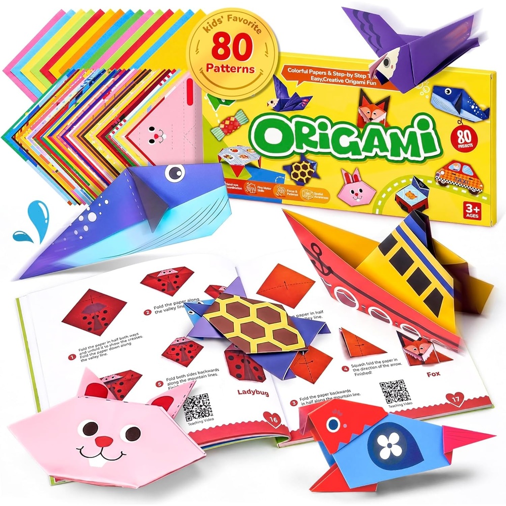 image:imageGamenote Colorful Origami Kit for Kids 72 Projects 180 Double Sided Origami Paper 12 Sheets Practice Papers Instructional Origami Book Origami Gift for 4 Girls Adult Beginners Training Craft UnicornAnimal