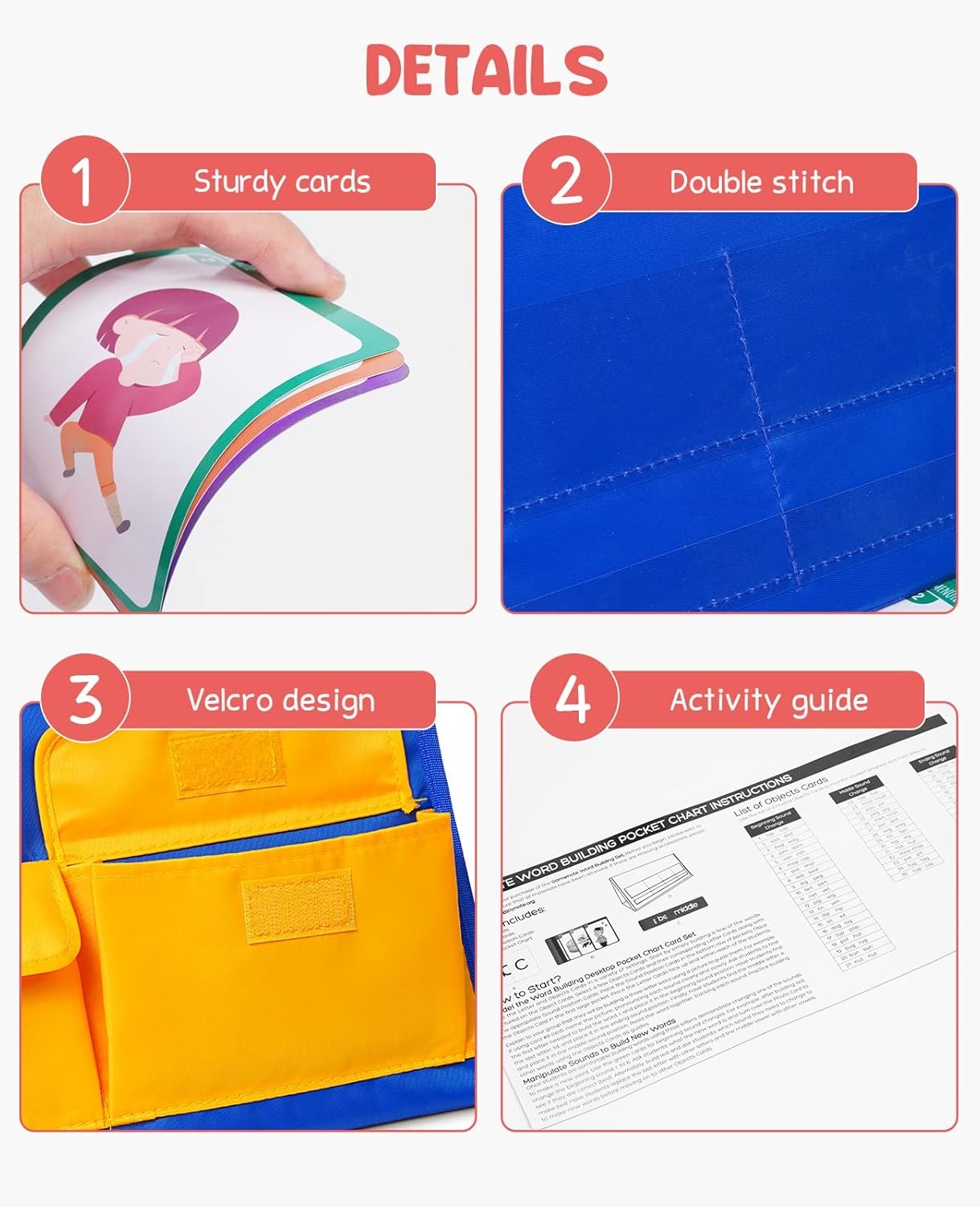 image:imageWord Building Desktop Pocket Chart Tent Flash Cards Kit Alphabet Bingo Game CVC Words Phonics Games Blending Board for Kindergarten Reading and Spelling
