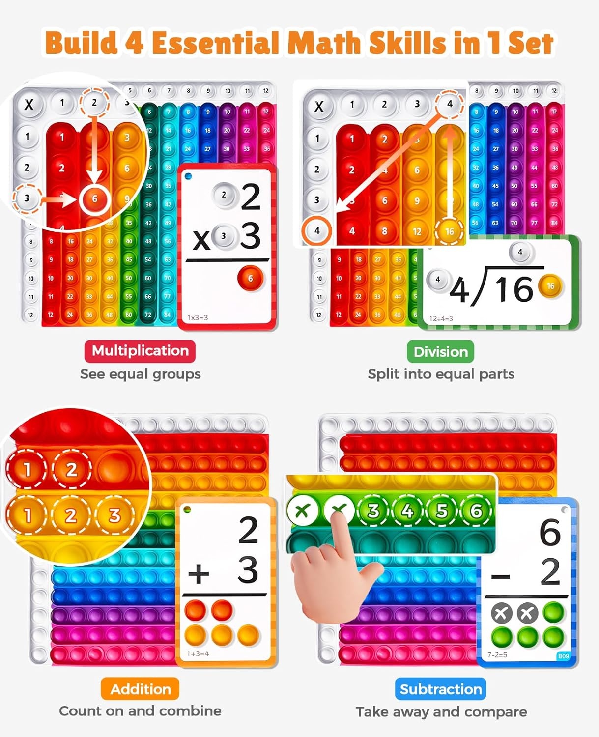 image:imageWord Building Desktop Pocket Chart Tent Flash Cards Kit Math Flash Cards and Chart CVC Words Phonics Games Blending Board for Kindergarten Reading and Spelling