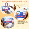 Word Building Desktop Pocket Chart Tent Flash Cards Kit+ Math Flash Cards and Chart, CVC Words Phonics Games Blending Board for Kindergarten Reading and Spelling