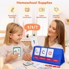 Word Building Desktop Pocket Chart Tent Flash Cards Kit+ Math Flash Cards and Chart, CVC Words Phonics Games Blending Board for Kindergarten Reading and Spelling