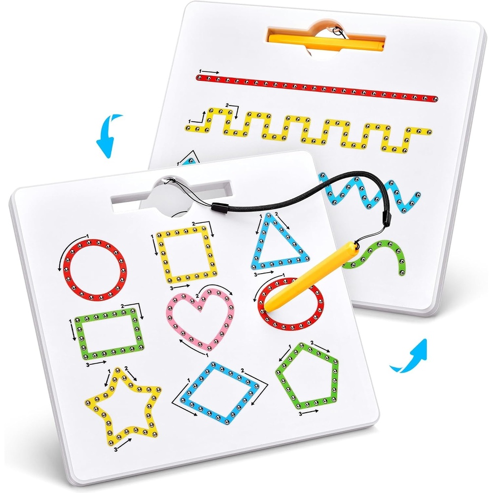 image:imageGAMENOTE Magnetic Shapes and Lines Tracing Board 2in1 DoubleSided Pencil Control Practice Toy for Toddlers Preschool Classroom Educational Learning Road Trip Car Activities for Kids Ages 35Shape